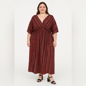 BloomChic Red and Black Striped Midi Dress